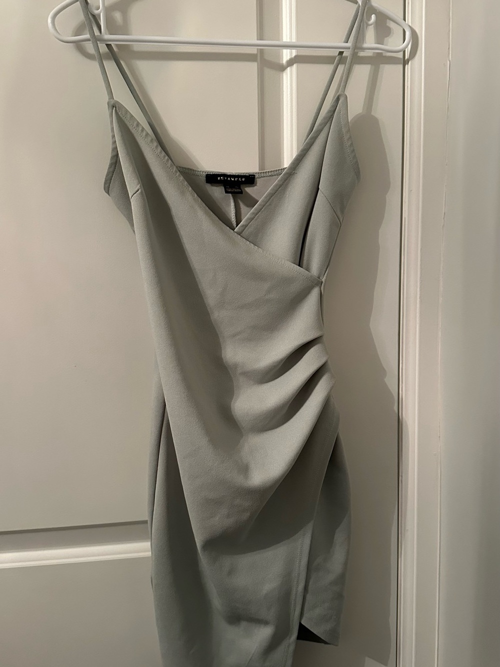 Revamped Light Green Gathered Slip Mini Dress